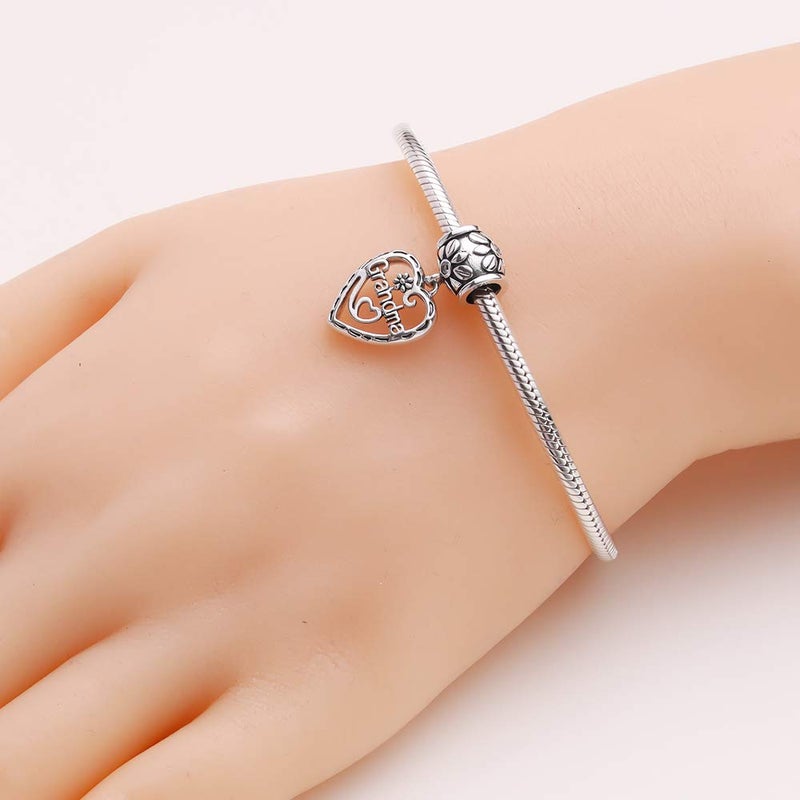 SOUKISS Grandma Heart Charms Authentic 925 Sterling Silver Family Love Charm for Pandora European Bracelet (Dangle) (Grandma Heart Dangle) - Image 4